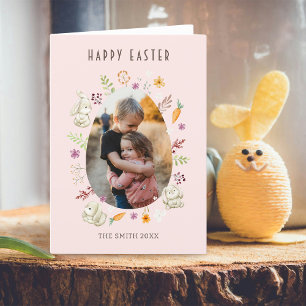 Frohe Ostern Hasen Foto Feiertagskarte