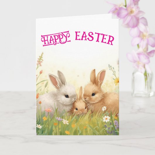 Frohe Ostern Hasen Karte (Orchidee)