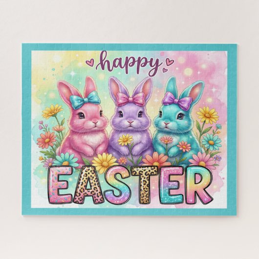 Frohe Ostern Hasen Puzzle (Horizontal)
