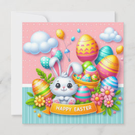 Frohe Ostern - Haseneier in Pastellfarben Feiertagskarte