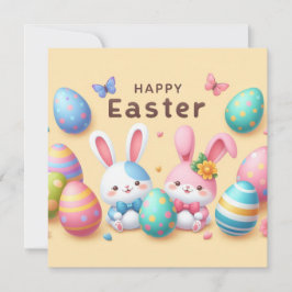 Frohe Ostern - Haseneier in Pastellfarben Feiertagskarte