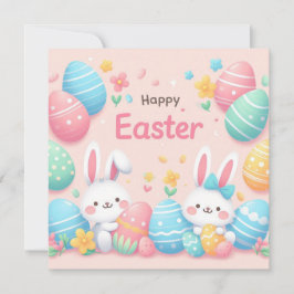 Frohe Ostern - Haseneier in Pastellfarben Feiertagskarte