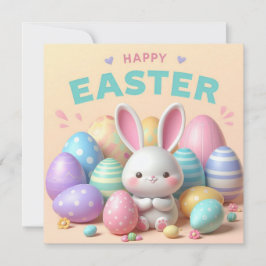 Frohe Ostern - Haseneier in Pastellfarben Feiertagskarte