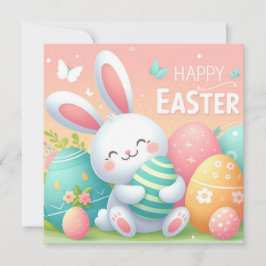 Frohe Ostern - Haseneier in Pastellfarben Feiertagskarte
