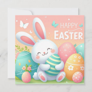 Frohe Ostern - Haseneier in Pastellfarben Feiertagskarte