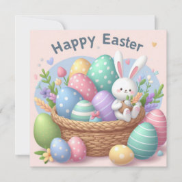 Frohe Ostern - Haseneier in Pastellfarben Feiertagskarte