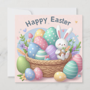 Frohe Ostern - Haseneier in Pastellfarben Feiertagskarte
