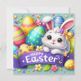 Frohe Ostern - Haseneier in Pastellfarben Feiertagskarte