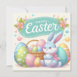 Frohe Ostern - Haseneier in Pastellfarben Feiertagskarte