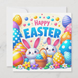 Frohe Ostern - Haseneier in Pastellfarben Feiertagskarte