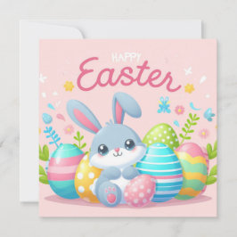 Frohe Ostern - Haseneier in Pastellfarben Feiertagskarte