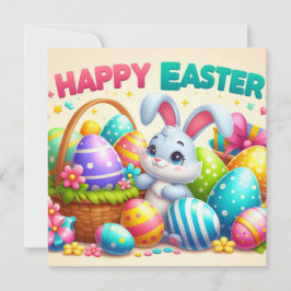 Frohe Ostern - Haseneier in Pastellfarben Feiertagskarte