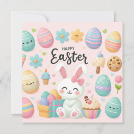 Frohe Ostern - Haseneier in Pastellfarben Feiertagskarte