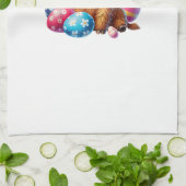 Frohe Ostern Highland Kuh Färse Ostertag Bauer Geschirrtuch (Gefaltet)