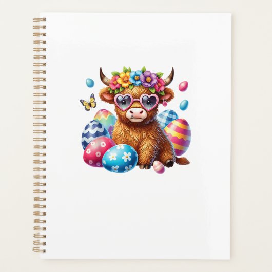 Frohe Ostern Highland Kuh Färse Ostertag Bauer Planer (Vorderseite)