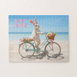 Frohe Ostern Hilton Head Island Fahrrad am Strand Puzzle