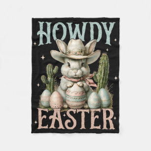 Frohe Ostern Howdy Osterei Hase Kaninchen Cowgirl Fleecedecke