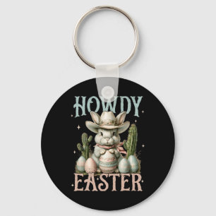 Frohe Ostern Howdy Osterei Hase Kaninchen Cowgirl Schlüsselanhänger
