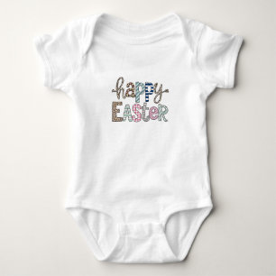 Frohe Ostern Hübsche Florale Hasen Frühling Leopar Baby Strampler