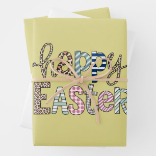 Frohe Ostern Hübsche Florale Hasen Frühling Leopar Geschenkpapier Set
