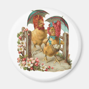 Frohe Ostern Hühner Vintage Magnet