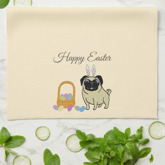 Frohe Ostern, Hund Geschirrtuch (Gefaltet)