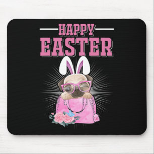 Frohe Ostern Hund Lustiger Pug Hase _1 Mousepad