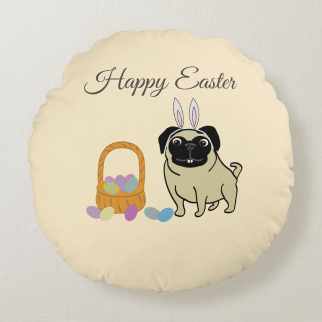 Frohe Ostern, Hund Rundes Kissen (Vorderseite)
