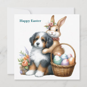 Frohe Ostern Hund und Hase Feiertagskarte