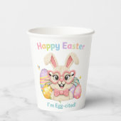 Frohe Ostern Ich bin Egg-cited Hase Pappbecher (Rückseite)