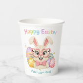 Frohe Ostern Ich bin Egg-cited Hase Pappbecher (Vorderseite)