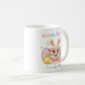 Frohe Ostern Ich bin Ei-gespannt Hase Kaffeetasse (VorderseiteRechts)