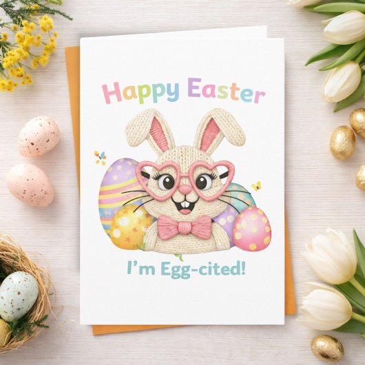 Frohe Ostern, ich bin Ei-gespannt Hase  Karte