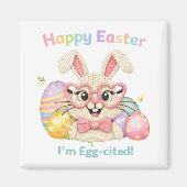 Frohe Ostern Ich bin Ei-gespannt Hase Magnet (Vorne)