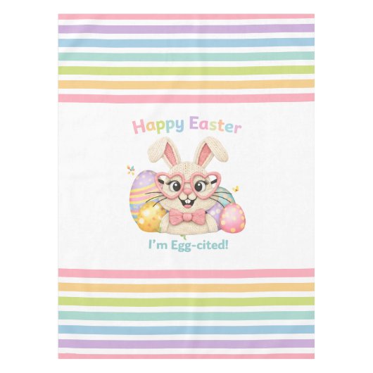 Frohe Ostern Ich bin Ei-gespannt Hase Tischdecke (Vorderseite)