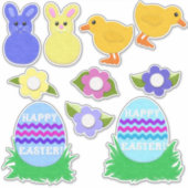 Frohe Ostern! Imitate fühlen sich weiß oder klar Aufkleber (Vorderseite)