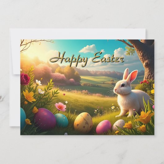 Frohe Ostern in einer Frühlingslandschaft (Vorderseite)