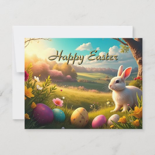 Frohe Ostern in einer Frühlingslandschaft (Vorderseite)