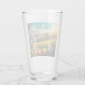 Frohe Ostern in einer Frühlingslandschaft Glas (Rückseite)