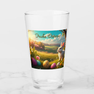 Frohe Ostern in einer Frühlingslandschaft Glas