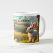 Frohe Ostern in einer Frühlingslandschaft Jumbo-Tasse (Vorderseite Rechts)