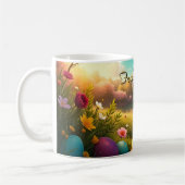 Frohe Ostern in einer Frühlingslandschaft Kaffeetasse (Links)
