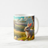 Frohe Ostern in einer Frühlingslandschaft Kaffeetasse (VorderseiteRechts)