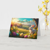 Frohe Ostern in einer Frühlingslandschaft Karte (Gelbe Blume)