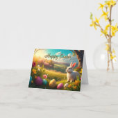 Frohe Ostern in einer Frühlingslandschaft Karte (Gelbe Blume)