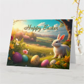 Frohe Ostern in einer Frühlingslandschaft Karte (Gelbe Blume)