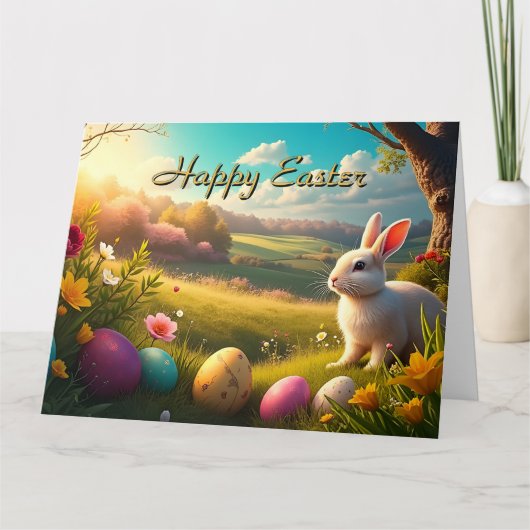 Frohe Ostern in einer Frühlingslandschaft Karte (Vorderseite)