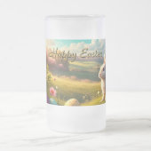Frohe Ostern in einer Frühlingslandschaft Mattglas Bierglas (Mittel)