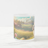 Frohe Ostern in einer Frühlingslandschaft Mattglastasse (Mittel)