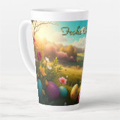 Frohe Ostern in einer Frühlingslandschaft Milchtasse (Linke Ecke)